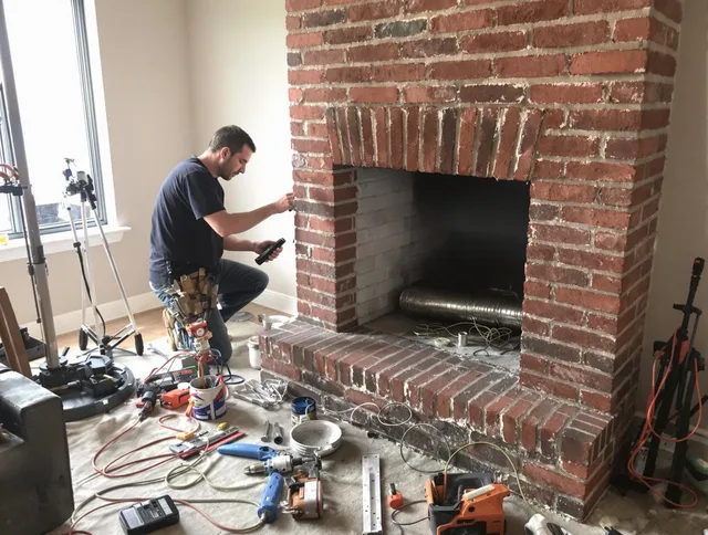 Milford city  Chimney Sweep specialist finalizing chimney liner service in Milford city , CT