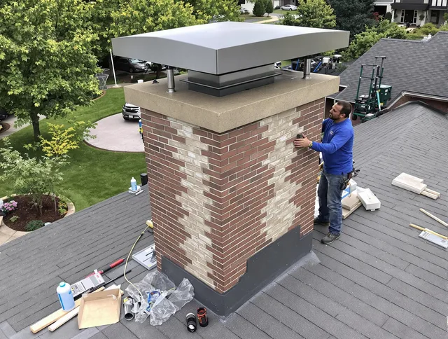 Milford city  Chimney Sweep team working on a custom chimney remodel in Milford city , CT